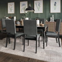 Home Design Lily 7 Piece Dining Set, Black, Gray/Black