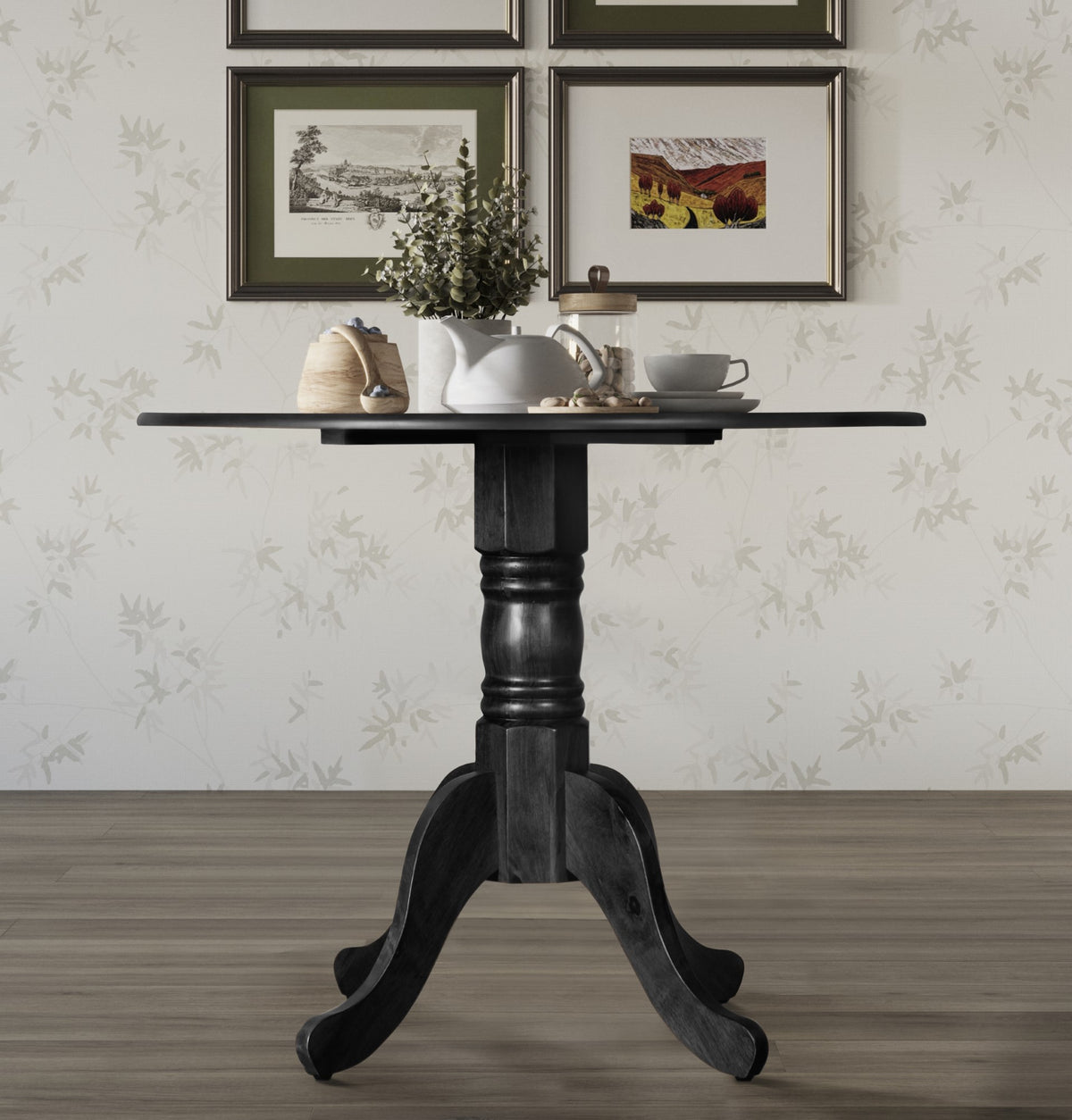 Home Design Olivia 5 Piece Dining Set, Black, Gray/Black