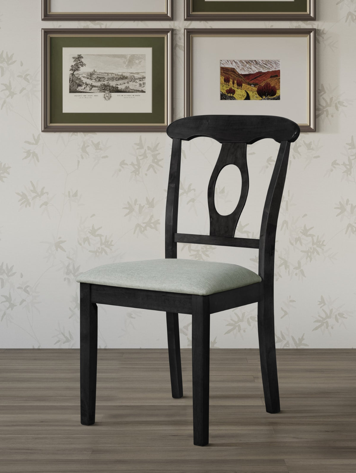 Home Design Olivia 5 Piece Dining Set, Black, Gray/Black