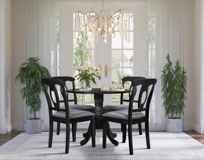 Home Design Olivia 5 Piece Dining Set, Black, Gray/Black