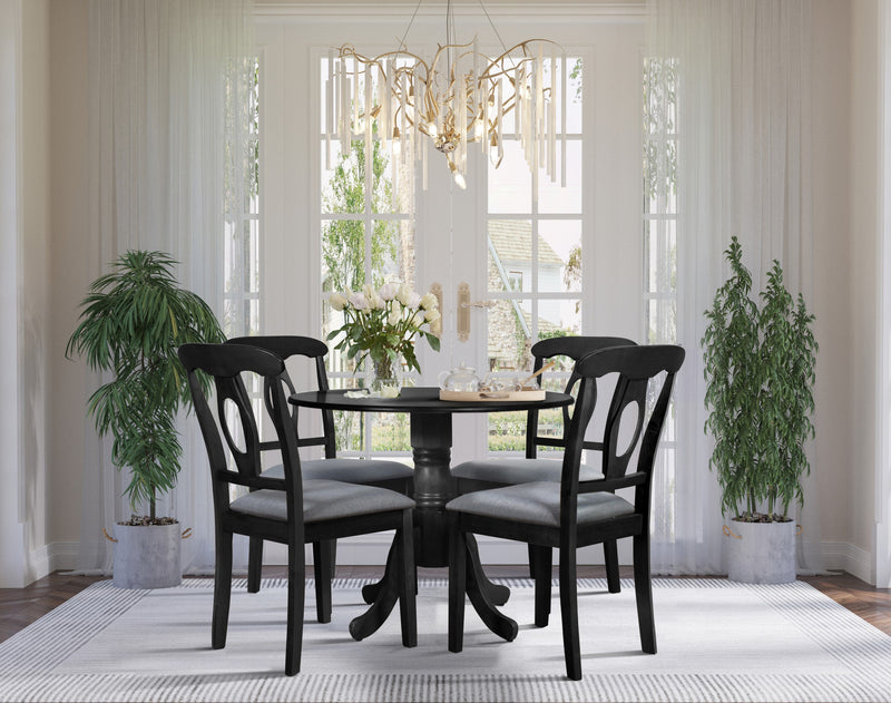 Home Design Olivia 5 Piece Dining Set, Black, Gray/Black