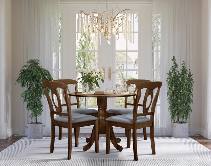 Home Design Olivia 5 Piece Dining Set, Brown, Gray/Brown