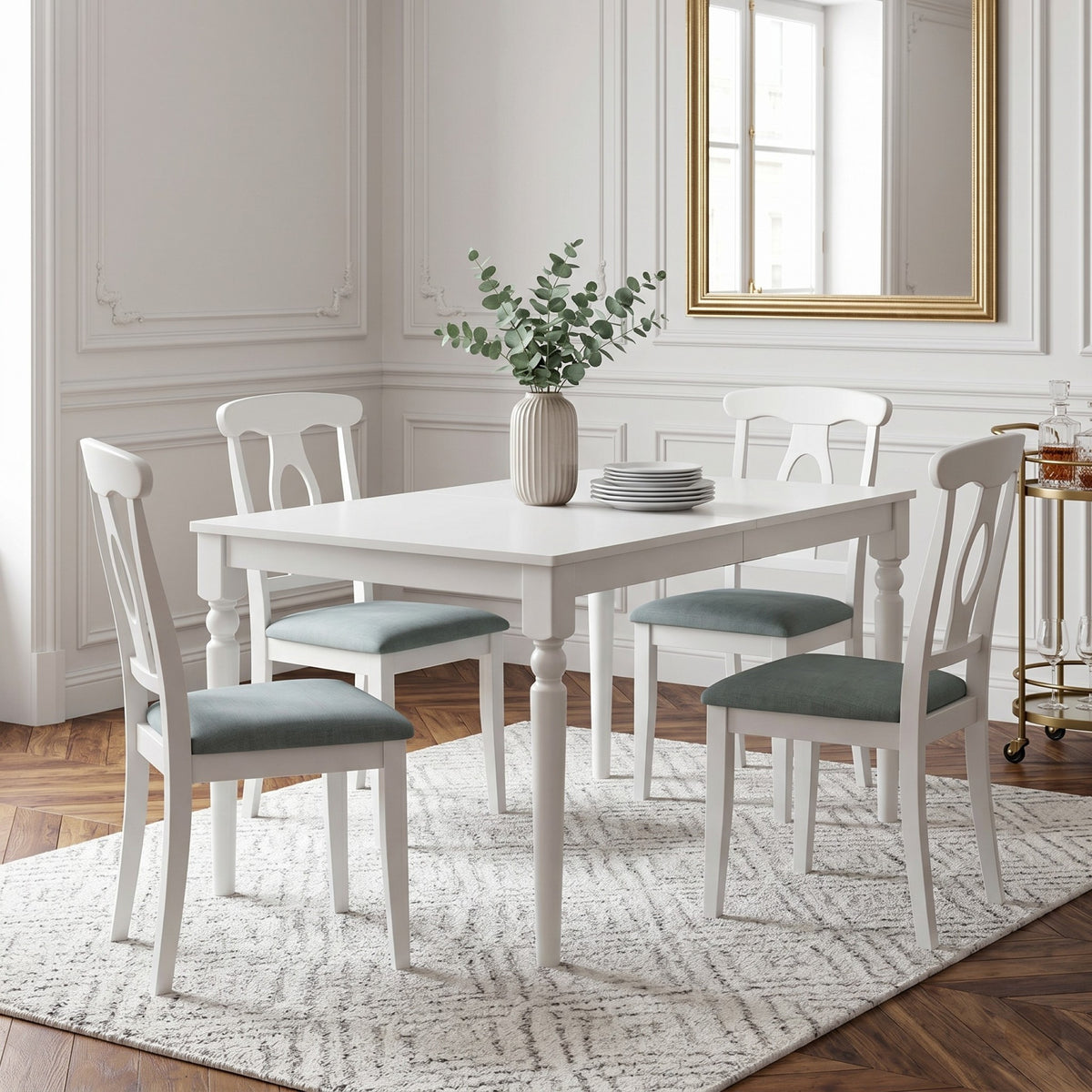 Modesto 5-Piece Dining Set, Rectangular Table with Upholstered Chairs, Sturdy Construction, Timeless Design
