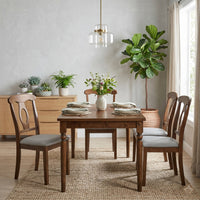 Modesto 5-Piece Dining Set, Rectangular Table with Upholstered Chairs, Sturdy Construction, Timeless Design