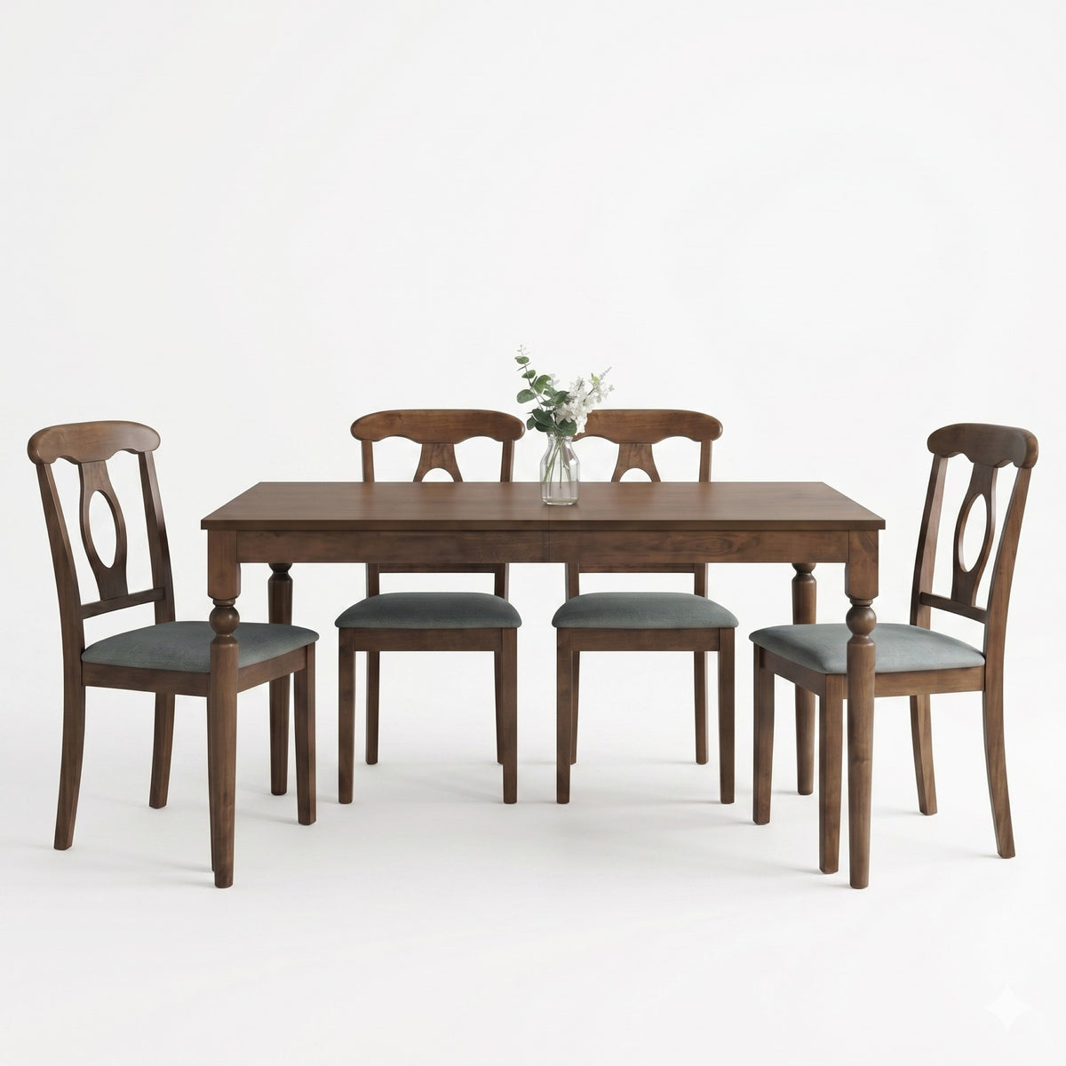 Modesto 5-Piece Dining Set, Rectangular Table with Upholstered Chairs, Sturdy Construction, Timeless Design