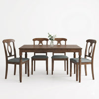 Modesto 5-Piece Dining Set, Rectangular Table with Upholstered Chairs, Sturdy Construction, Timeless Design