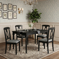 Modesto 5-Piece Dining Set, Rectangular Table with Upholstered Chairs, Sturdy Construction, Timeless Design