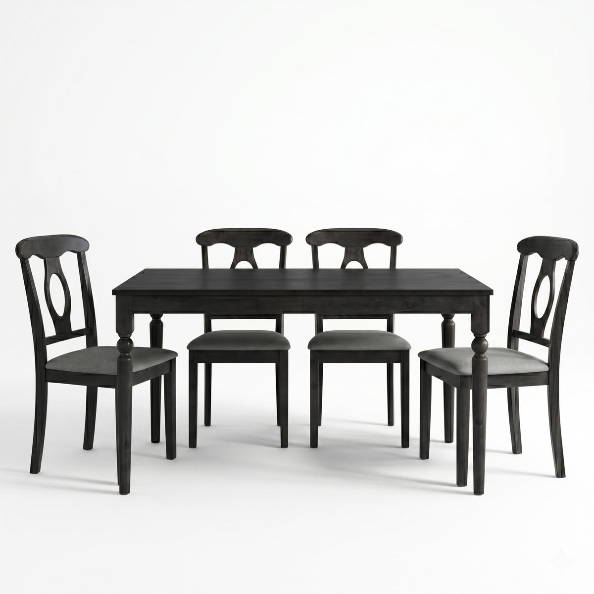 Modesto 5-Piece Dining Set, Rectangular Table with Upholstered Chairs, Sturdy Construction, Timeless Design
