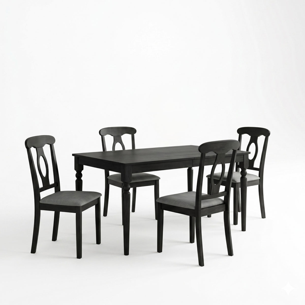 Modesto 5-Piece Dining Set, Rectangular Table with Upholstered Chairs, Sturdy Construction, Timeless Design