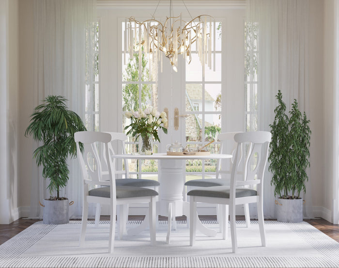 Home Design Olivia 5 Piece Dining Set, White, Gray/White