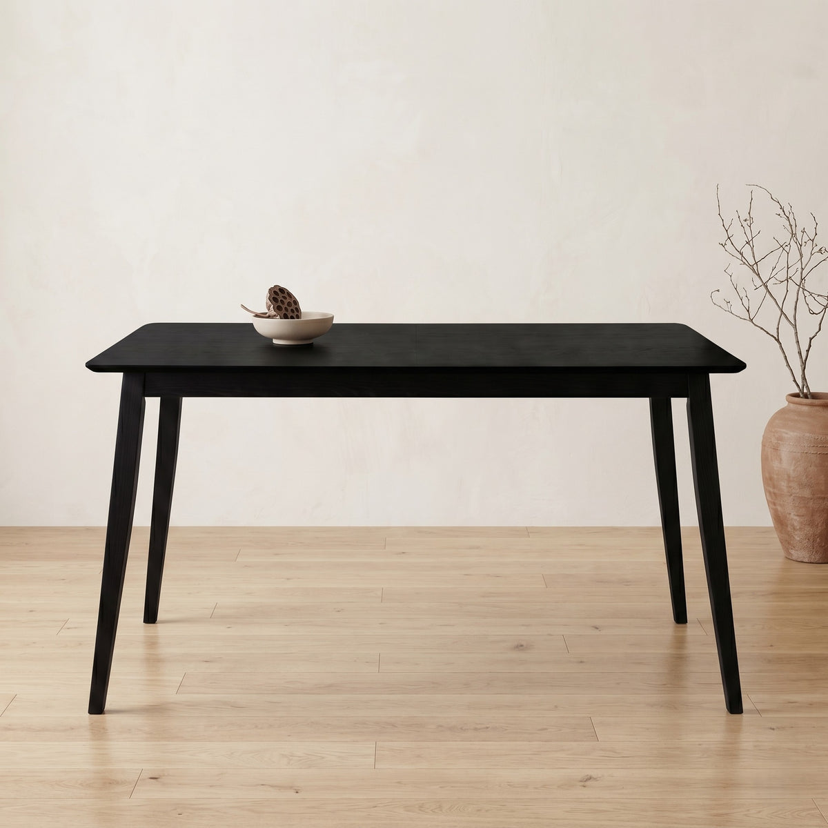 Home Design Easton Dining Table, Modern Rectangular Wood Table, Sturdy and Durable Construction, Black