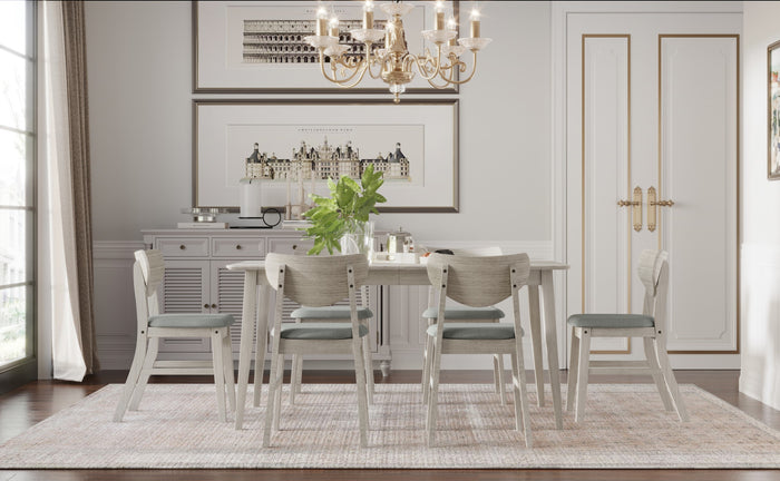 Home Design Easton 7 Piece Dining Set, Dining Room, Antique Gray, Gray/Antique Gray
