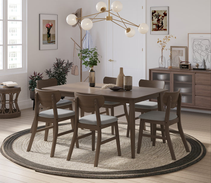 Home Design Easton 7 Piece Dining Set, Dining Room, Brown, Gray/Brown
