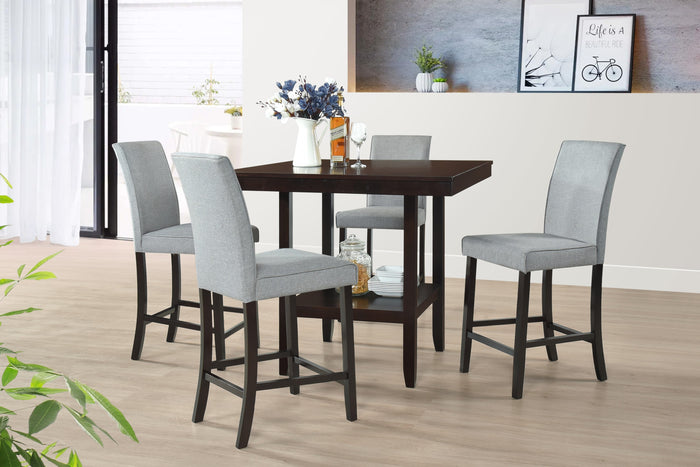 Home Design Macon 5 Piece Counter Height Dining Set, Cappuccino, Easy Assembly