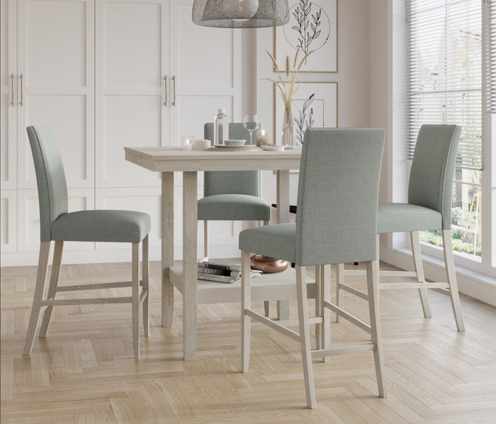 Home Design Macon 5 Piece Counter Height Dining Set, Antique Gray, Easy Assembly