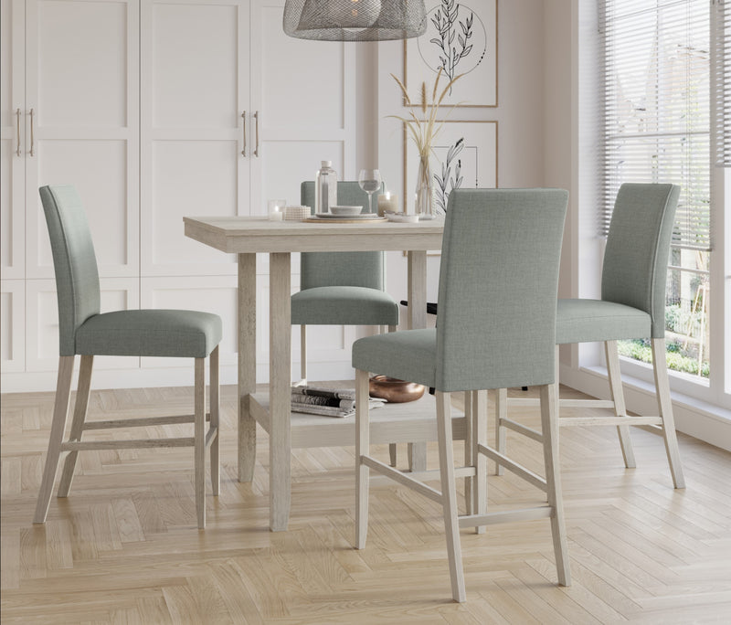 Home Design Macon 5 Piece Counter Height Dining Set, Antique Gray, Easy Assembly