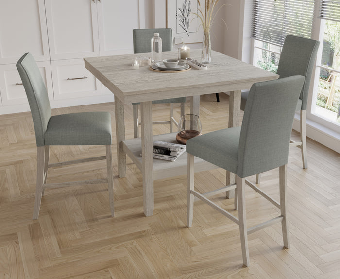 Home Design Macon 5 Piece Counter Height Dining Set, Antique Gray, Easy Assembly