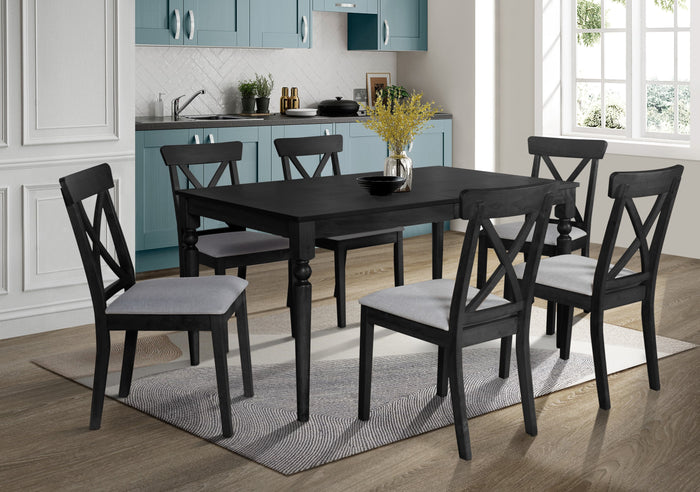 Home Design Beckley Dining Set, Black, Gray/Black