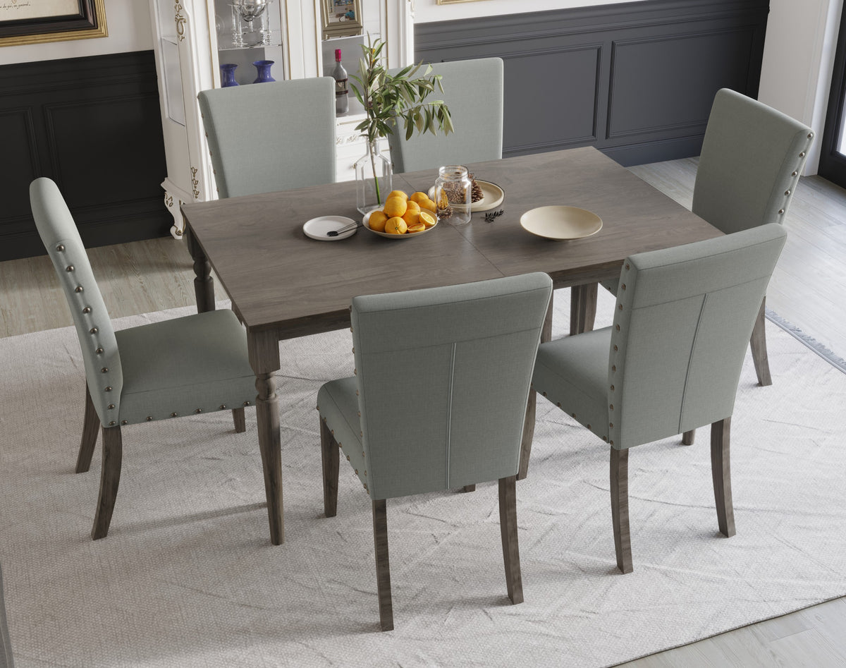 Home Design Clinton 7 Piece Dining Set, Taupe, Gray/Taupe