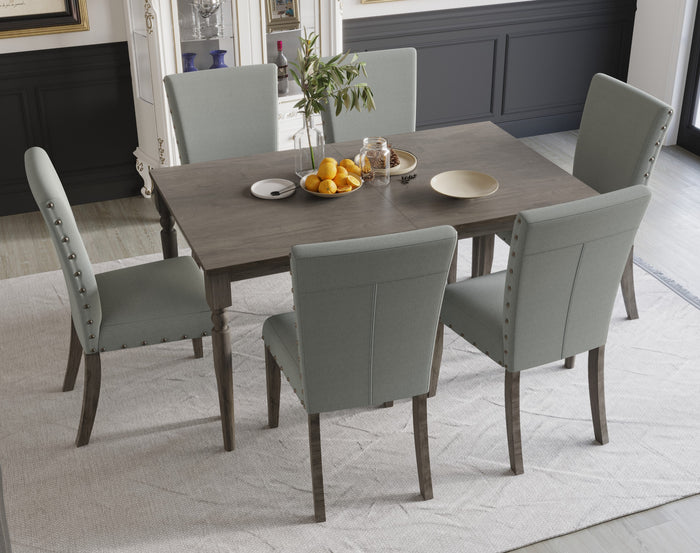 Home Design Clinton 7 Piece Dining Set, Taupe, Gray/Taupe
