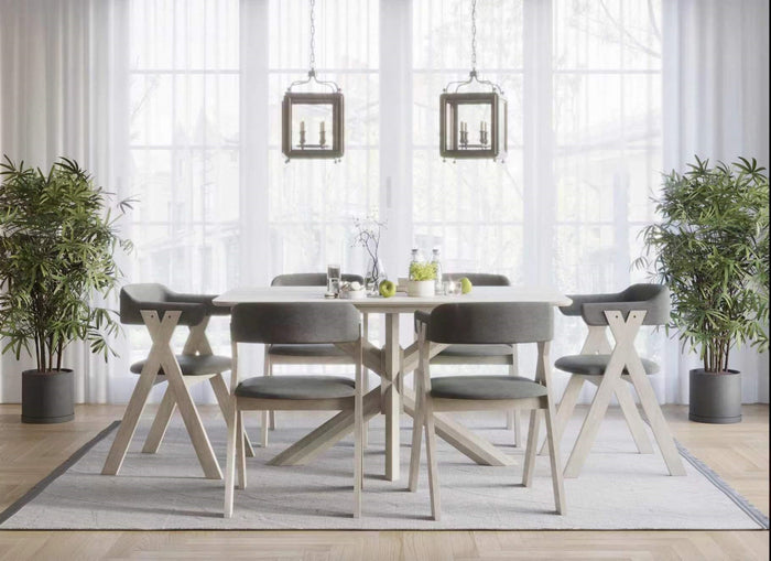 Home Design Geneva Dining Set, Antique Gray, Gray/Antique Gray