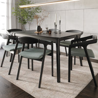 Home Design Joplin 7-Piece Dining Set, Black/Gray, Modern Design with Comfortable Upholstered Chairs