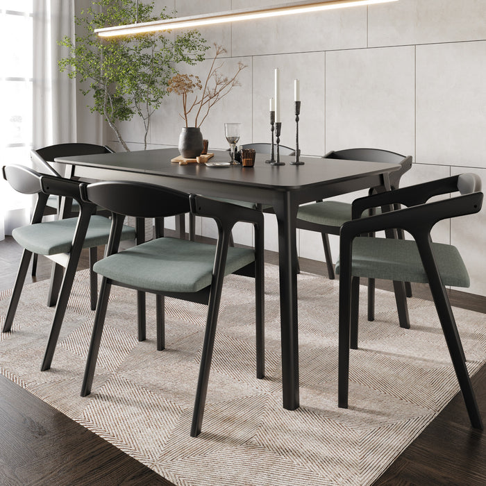 Home Design Joplin 7-Piece Dining Set, Black/Gray, Modern Design with Comfortable Upholstered Chairs