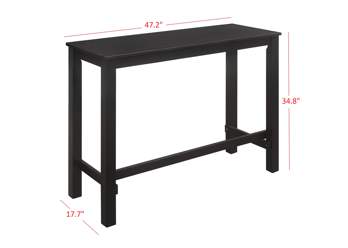 Pecos Counter Height Dining Set, Black/Warm Gray, Counter-height table, Two cushioned stools, Comfortable seating, Sturdy legs, Space-saving, Easy assembly