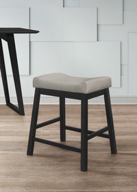 Pecos Counter Height Dining Set, Black/Warm Gray, Counter-height table, Two cushioned stools, Comfortable seating, Sturdy legs, Space-saving, Easy assembly