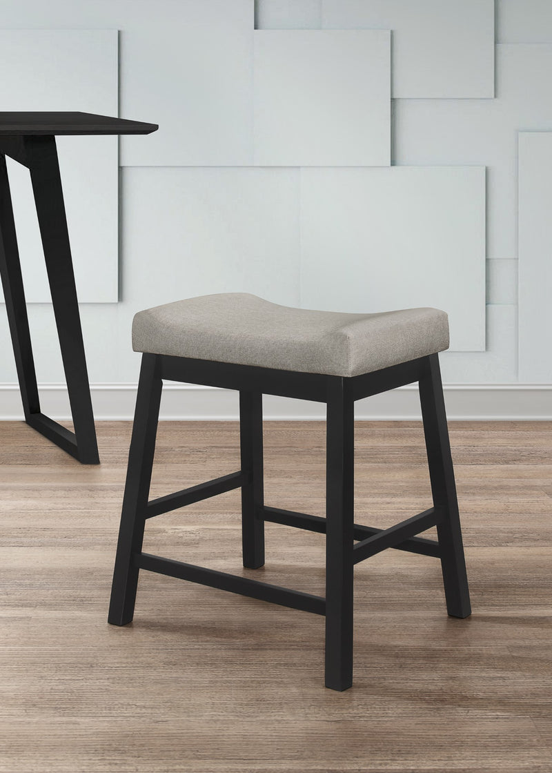 Pecos Counter Height Dining Set, Black/Warm Gray, Counter-height table, Two cushioned stools, Comfortable seating, Sturdy legs, Space-saving, Easy assembly