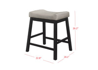 Pecos Counter Height Dining Set, Black/Warm Gray, Counter-height table, Two cushioned stools, Comfortable seating, Sturdy legs, Space-saving, Easy assembly