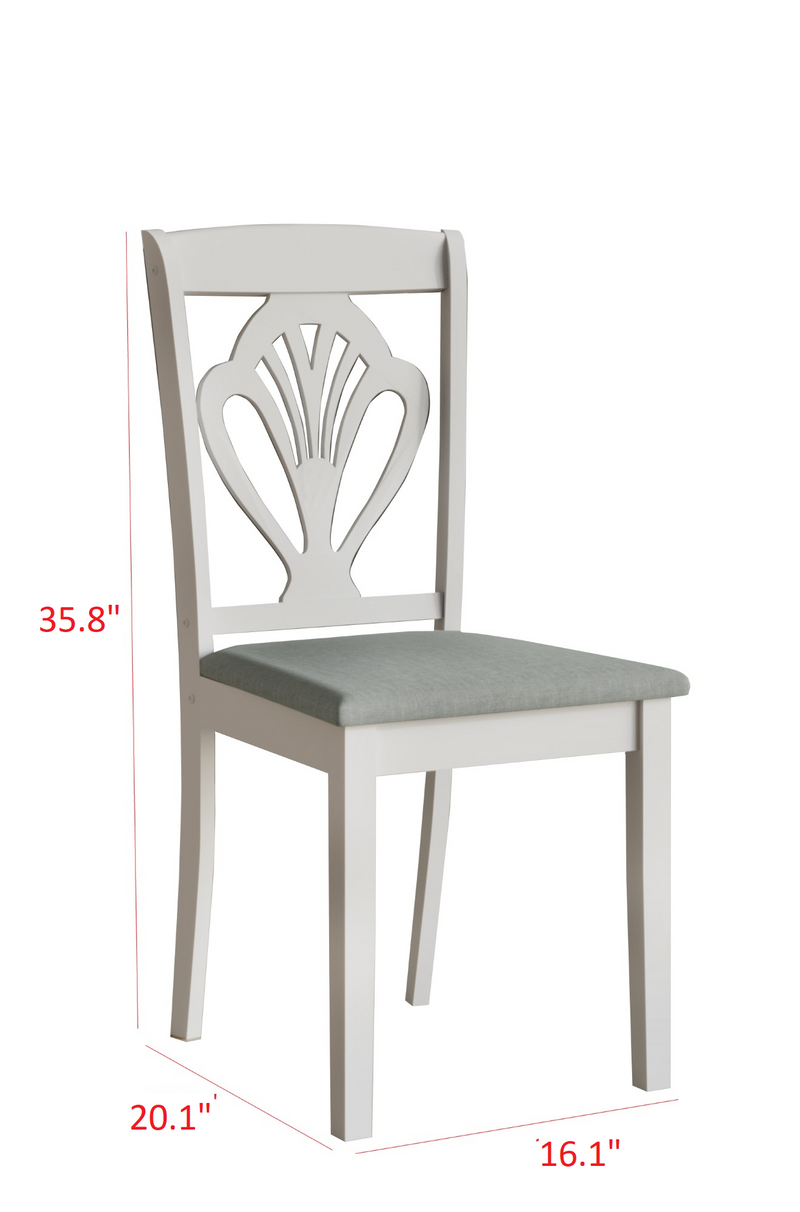 Home Design 5 Pieces Denwin Dining Set Table and 4 Chairs, Greyish White