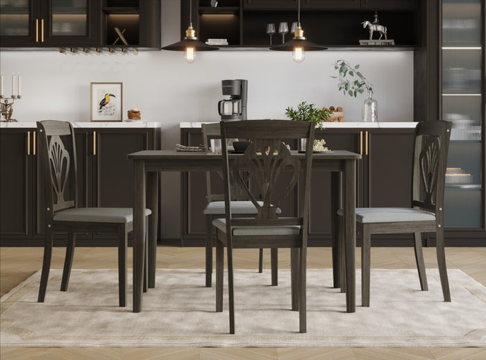 Home Design 5 Pieces Denwin Dining Set Table and 4 Chairs, Taupe