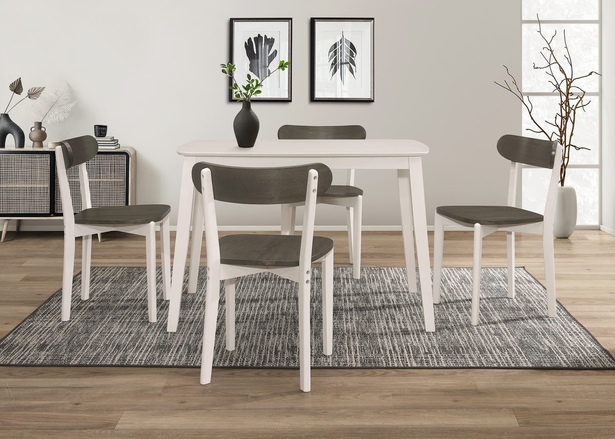 Home Design 5 Piece Kim Dining Set, Greyish White/Taupe