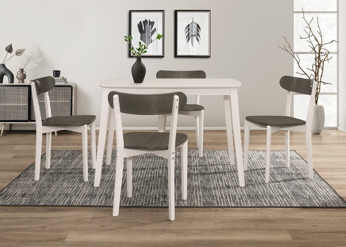 Home Design 5 Piece Kim Dining Set, Greyish White/Taupe