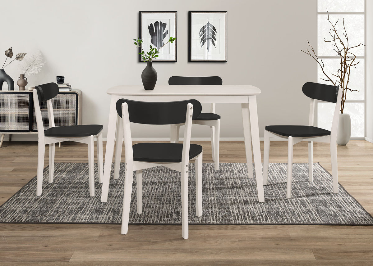 Home Design 5 Piece Kim Dining Set, Greyish White/Black
