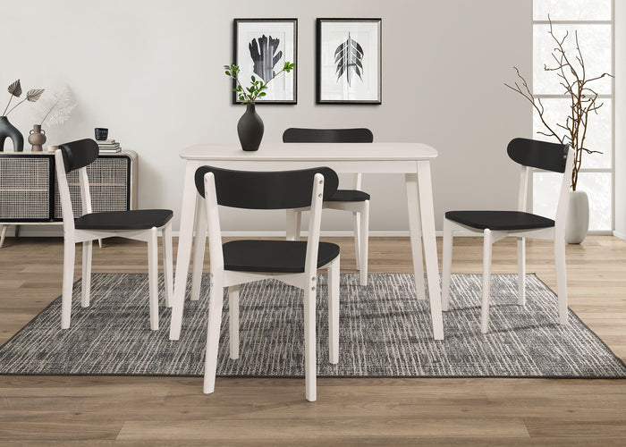 Home Design 5 Piece Kim Dining Set, Greyish White/Black