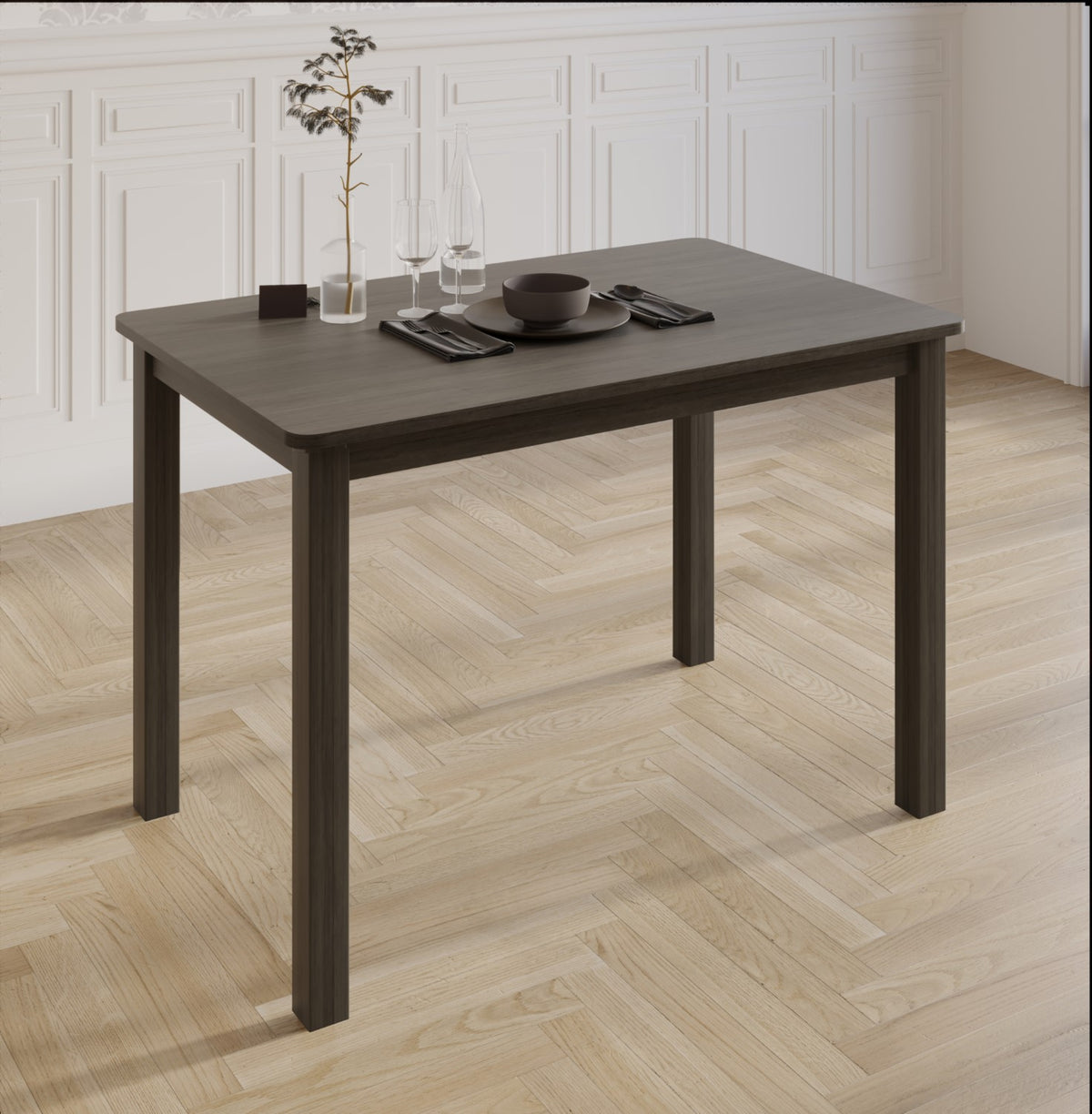 Home Design 5 Pieces Milford Starter Modern Indoor Dining Set, Table and 4 Chairs - Taupe