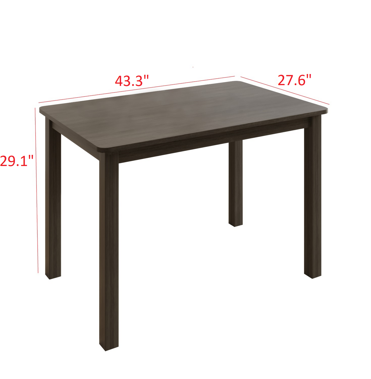 Home Design 5 Pieces Milford Starter Modern Indoor Dining Set, Table and 4 Chairs - Taupe