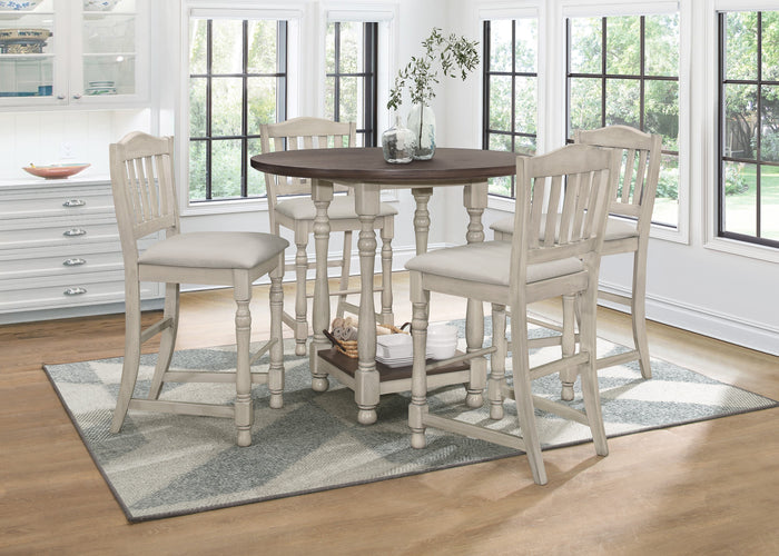 Home Design 5 Pieces Ashley Counter Dining Set, Antique Gray/Taupe, Antique Gray/Warm Gray