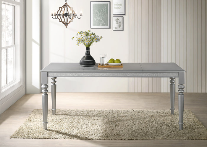 Home Design 7 Pieces Reston Dining Set, Silver, Silver/Shiny Silver Gray