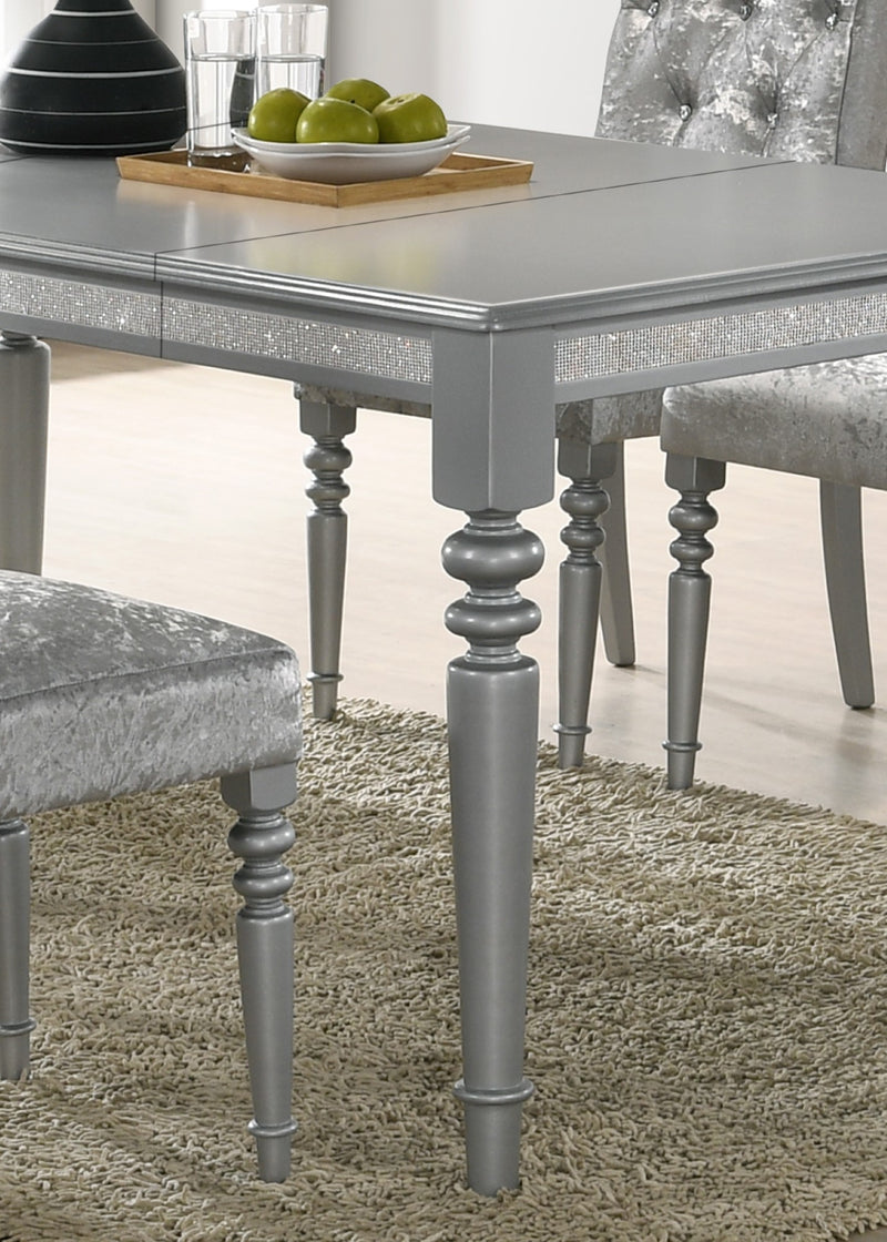Home Design 7 Pieces Reston Dining Set, Silver, Silver/Shiny Silver Gray