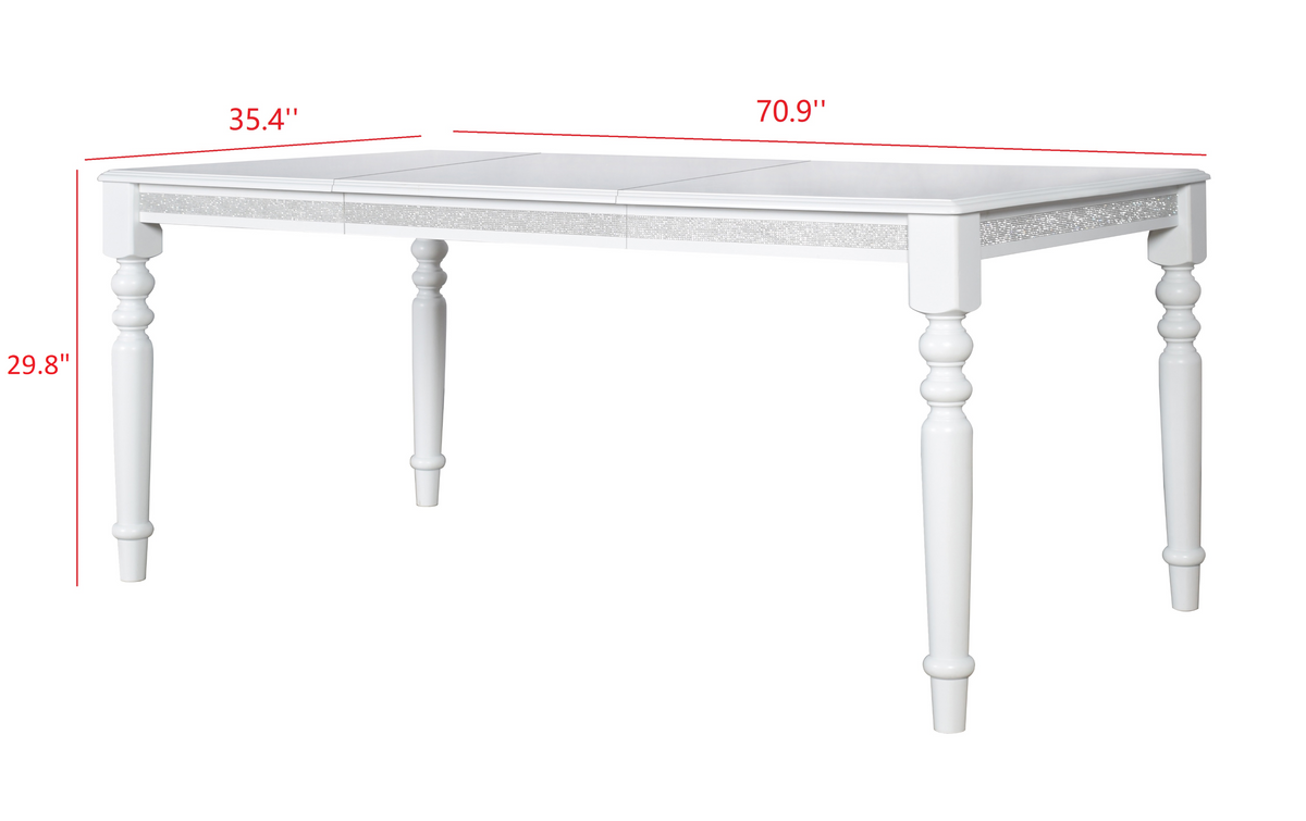 Home Design Reston Dining Set, White, White/Shiny Silver Gray