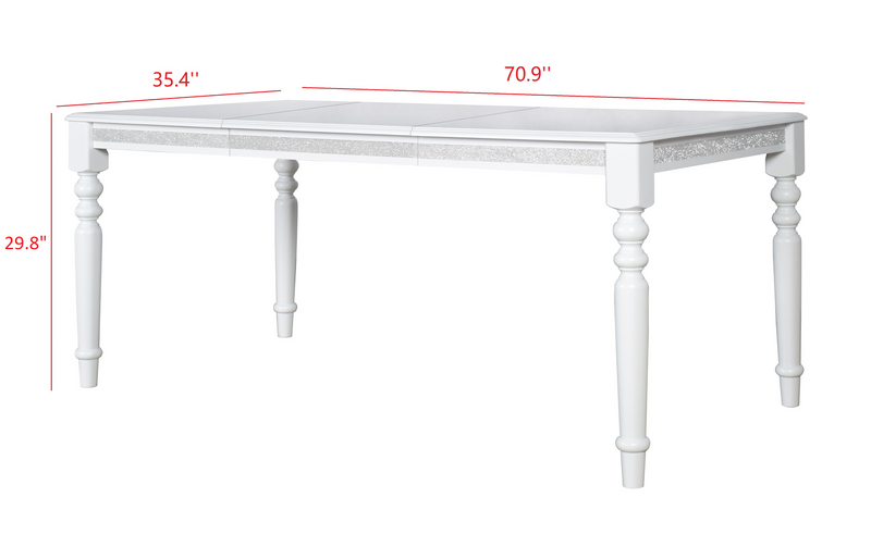Home Design Reston Dining Set, White, White/Shiny Silver Gray