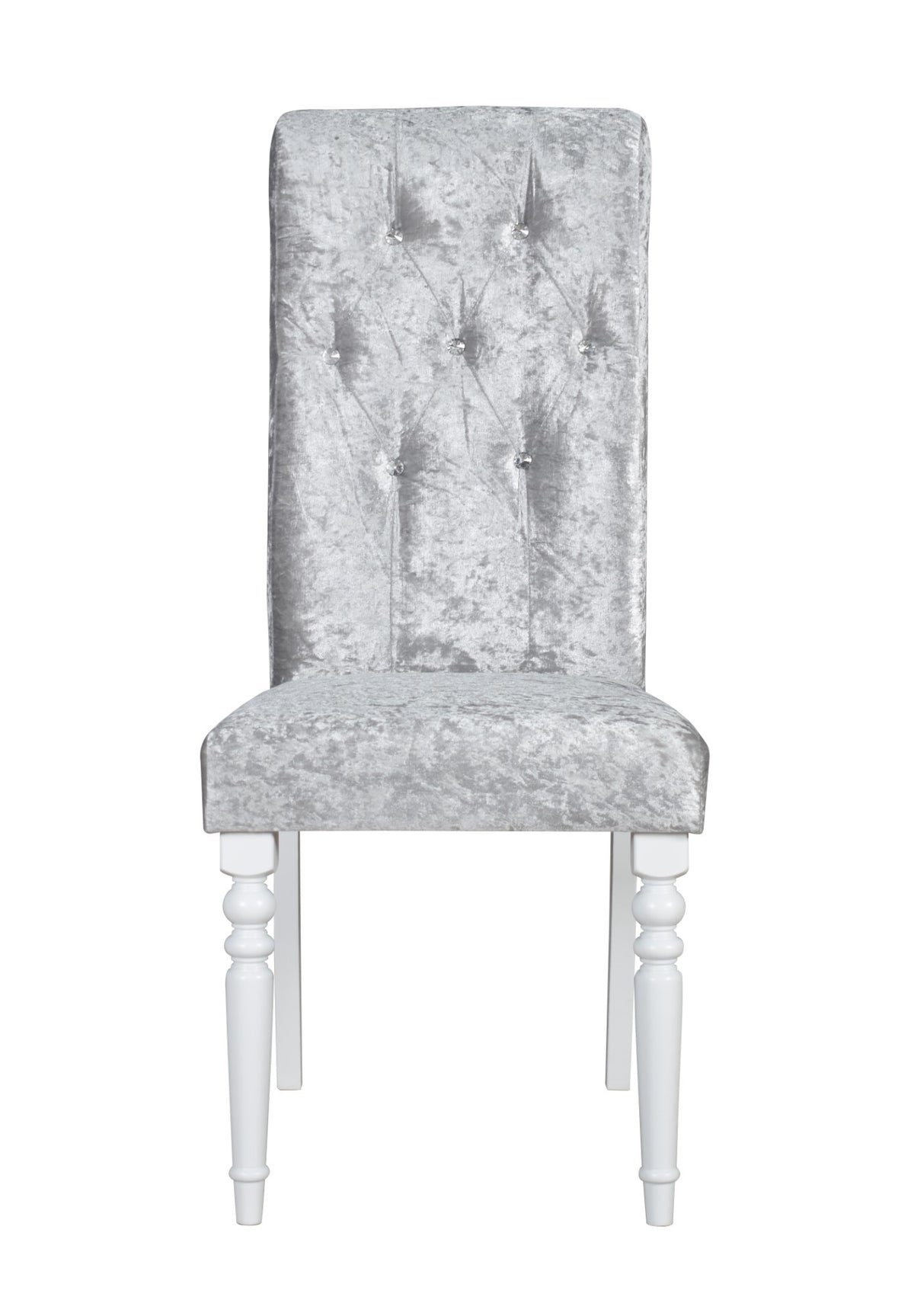 Home Design Reston Dining Set, White, White/Shiny Silver Gray