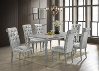 Home Design 7 Pieces Reston Dining Set, Silver, Silver/Shiny Silver Gray