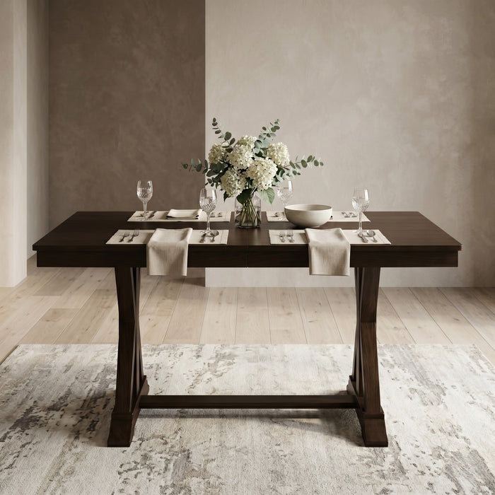 Home Design Talon Rectangular Dining Table with Trestle Base, Solid Wood Construction, Traditional Style