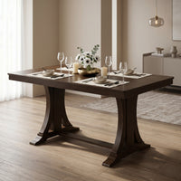 Home Design Talon Rectangular Dining Table with Trestle Base, Solid Wood Construction, Traditional Style