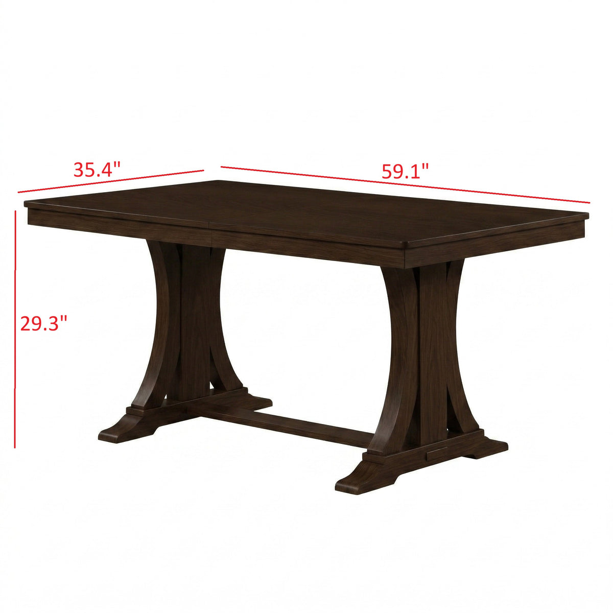 Home Design Talon Rectangular Dining Table with Trestle Base, Solid Wood Construction, Traditional Style