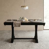 Home Design Talon Rectangular Dining Table with Trestle Base, Solid Wood Construction, Traditional Style